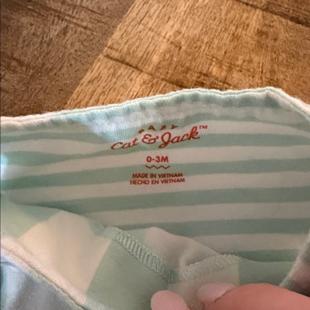 Cat & Jack Mint Green and White Striped One Piece - Picture 2 of 2